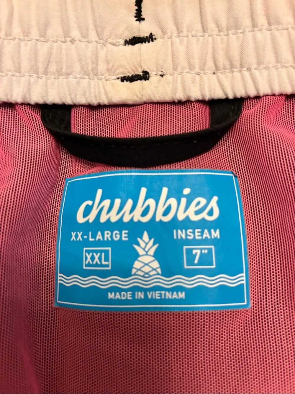 Chubbies The Capes Black White Trim Pink Brief Liner Pockets Drawstring Sz XXL